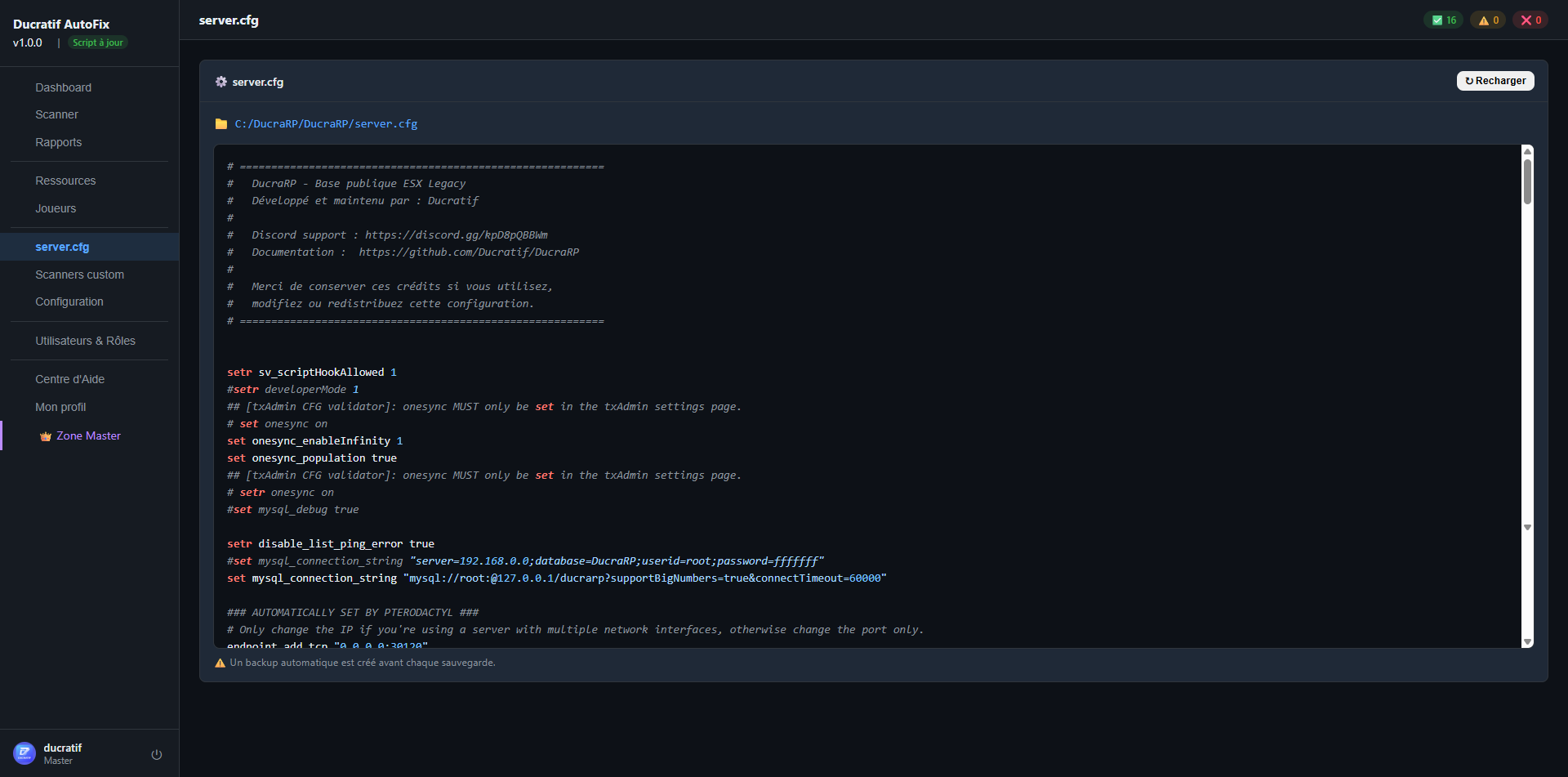 Autofix Scan Serveur