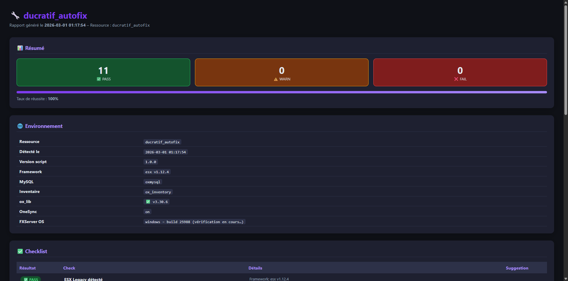 Autofix Scan Serveur