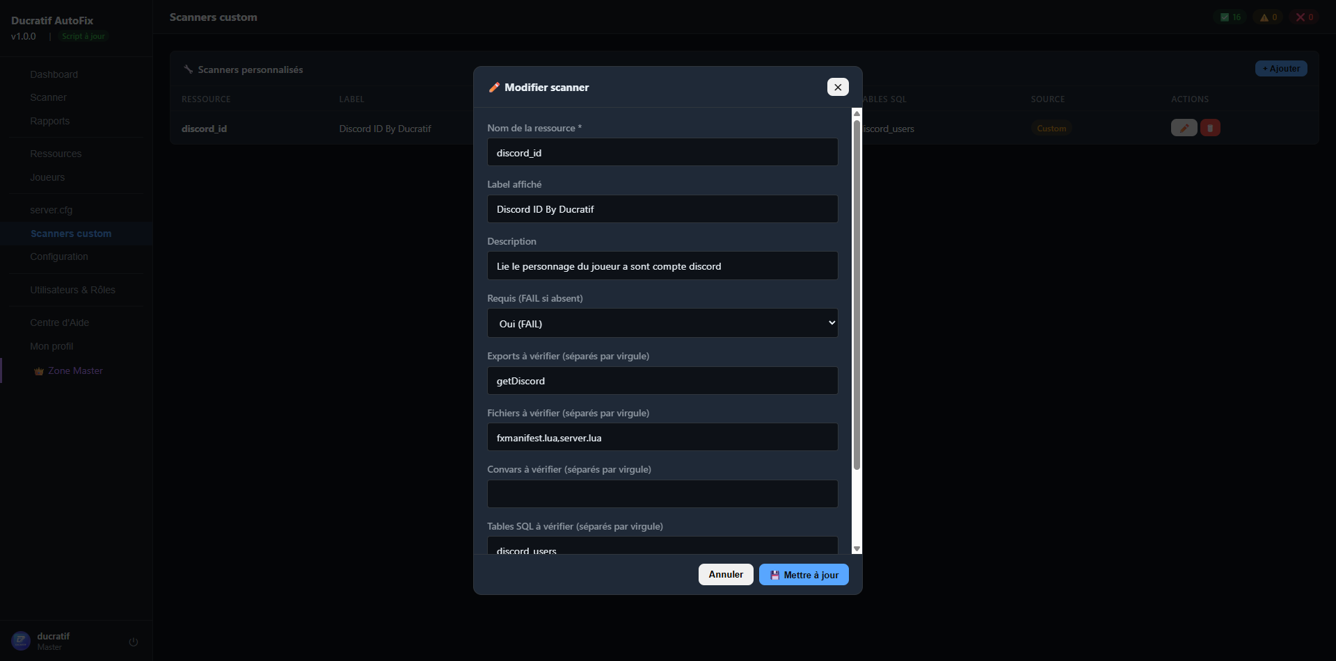 Autofix Scan Serveur