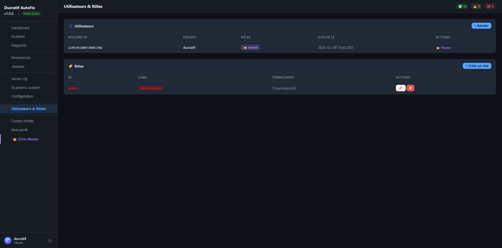 Autofix Scan Serveur