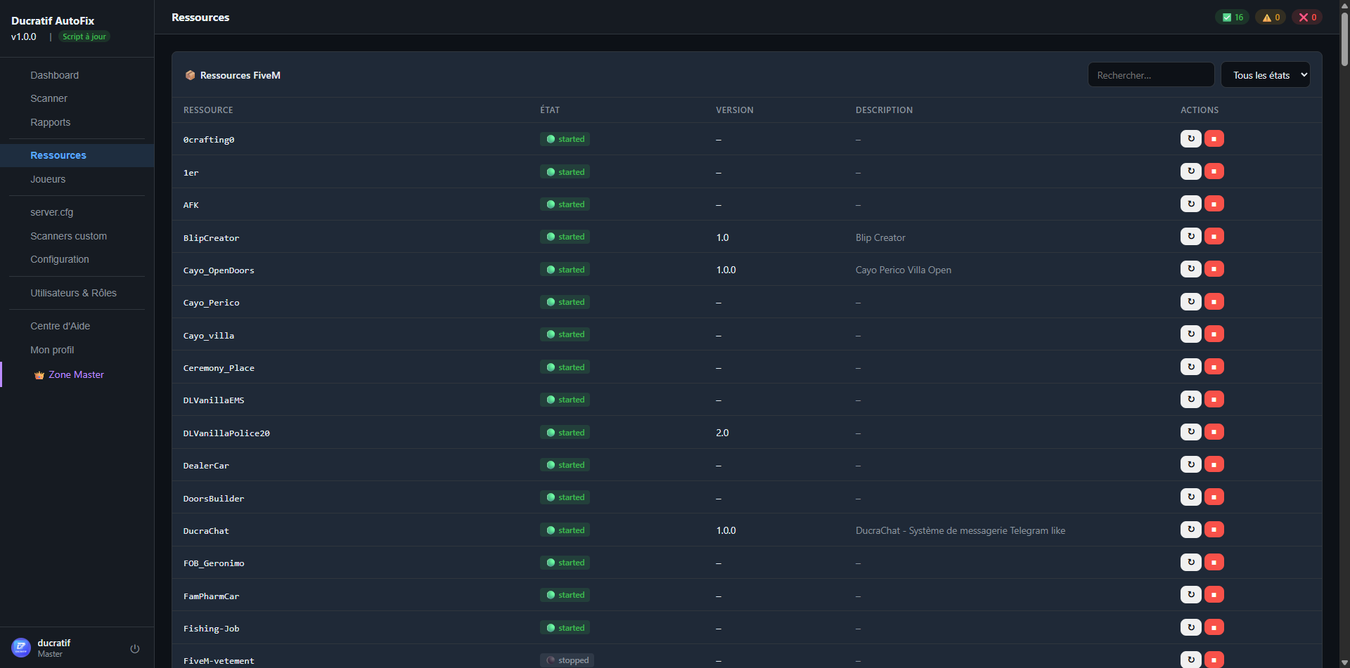 Autofix Scan Serveur