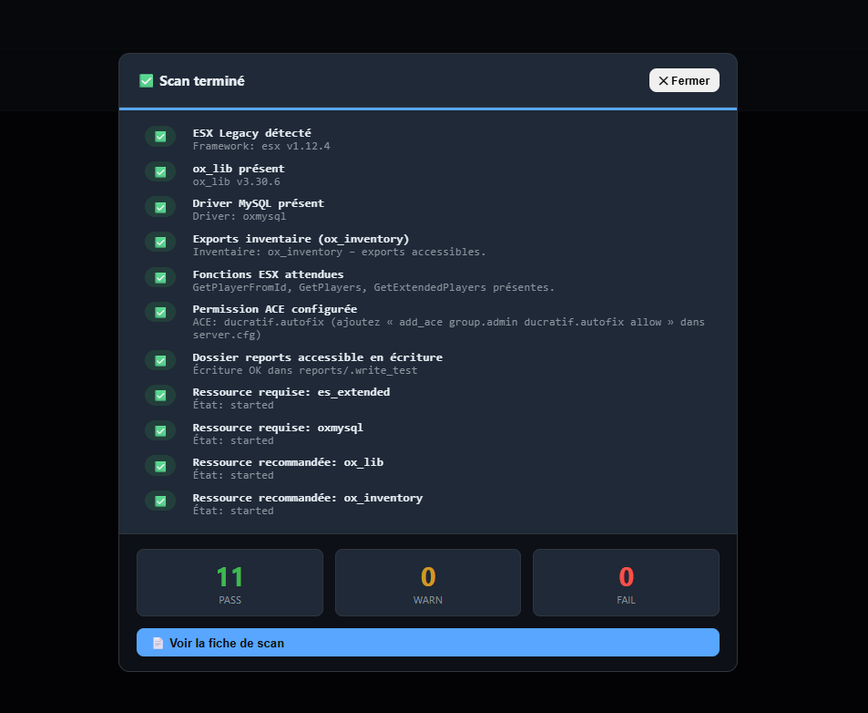 Autofix Scan Serveur