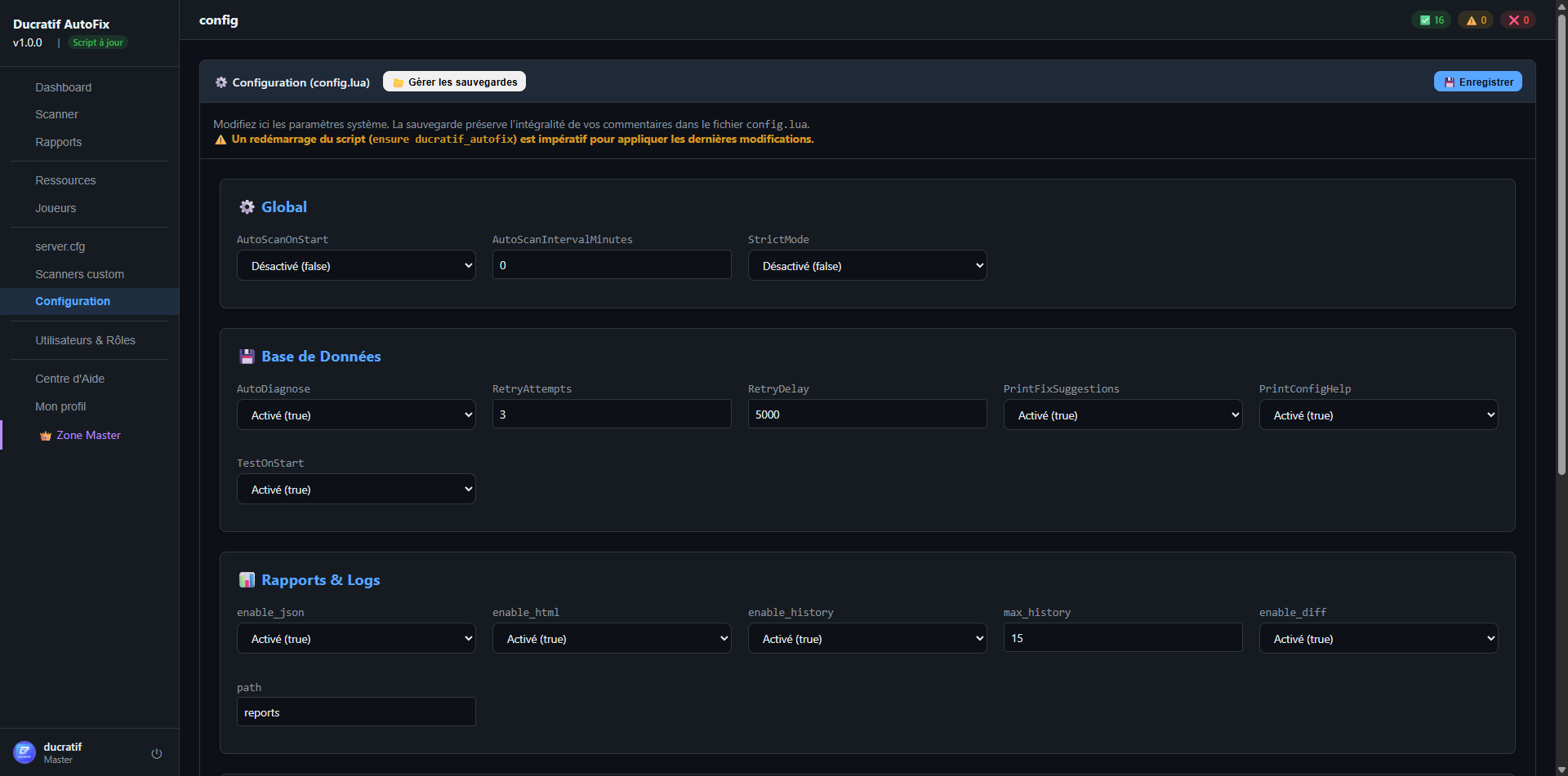 Autofix Scan Serveur