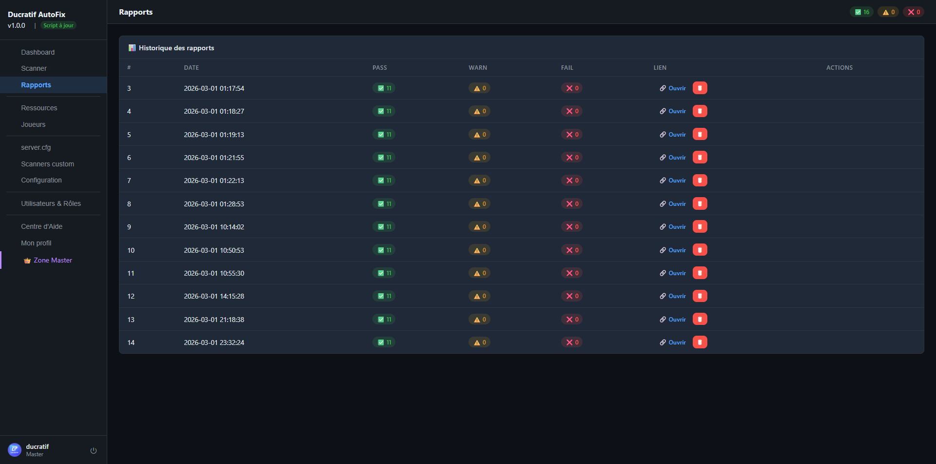 Autofix Scan Serveur