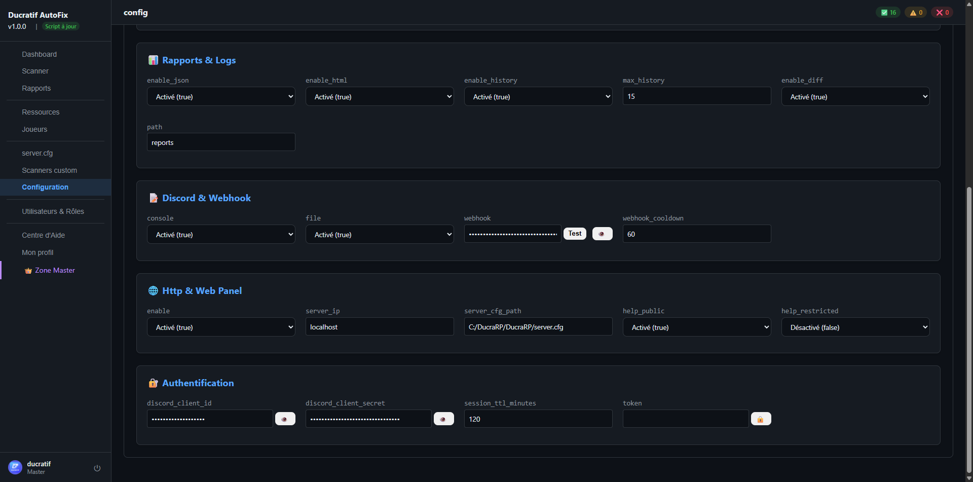 Autofix Scan Serveur